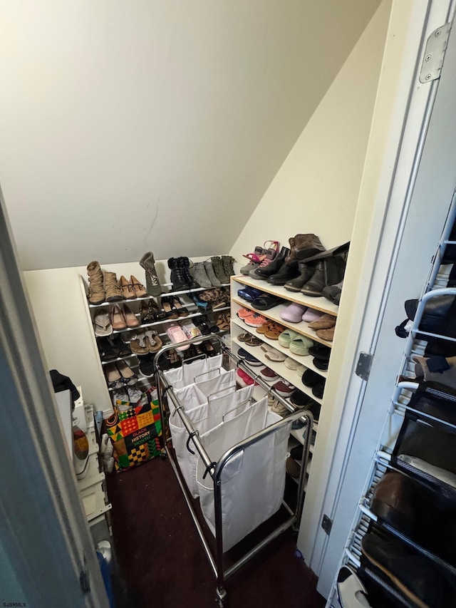 spacious closet featuring vaulted ceiling