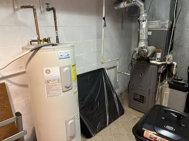 utilities featuring electric water heater and heating unit