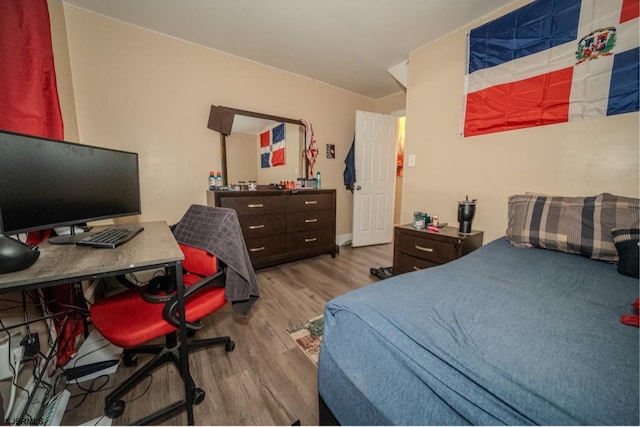 bedroom with light hardwood / wood-style flooring