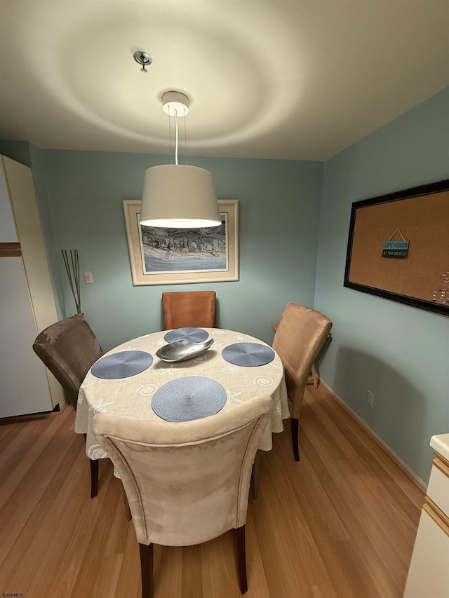 dining space with light hardwood / wood-style flooring