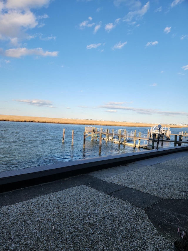 dock area featuring a water view