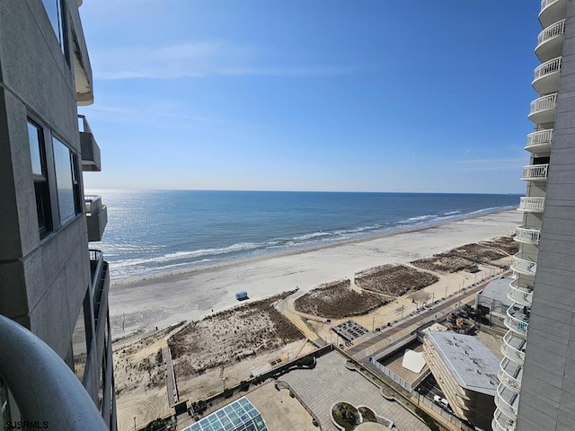 property view of water with a beach view