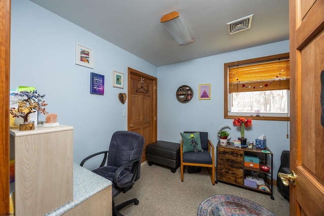 view of carpeted office space