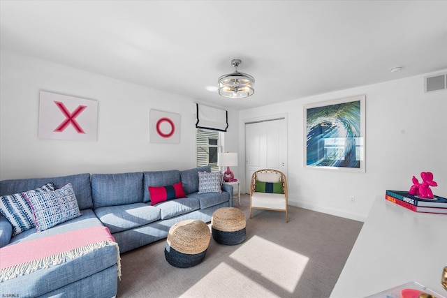 living room with carpet flooring