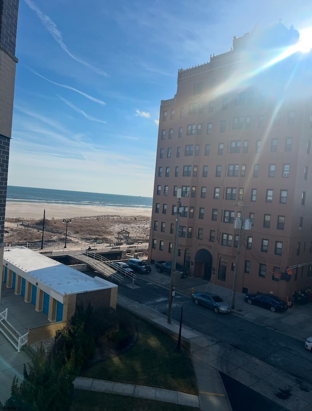 view of water feature featuring a view of the beach