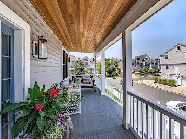 deck featuring a porch