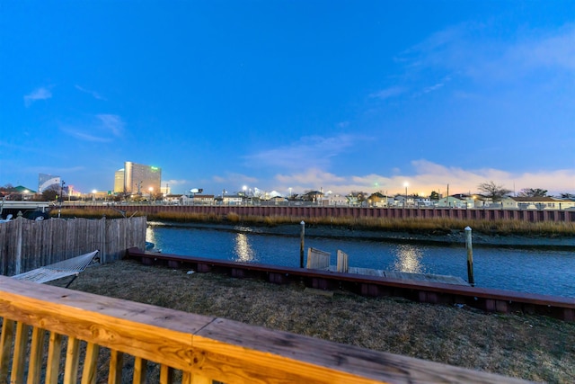 water view with a boat dock