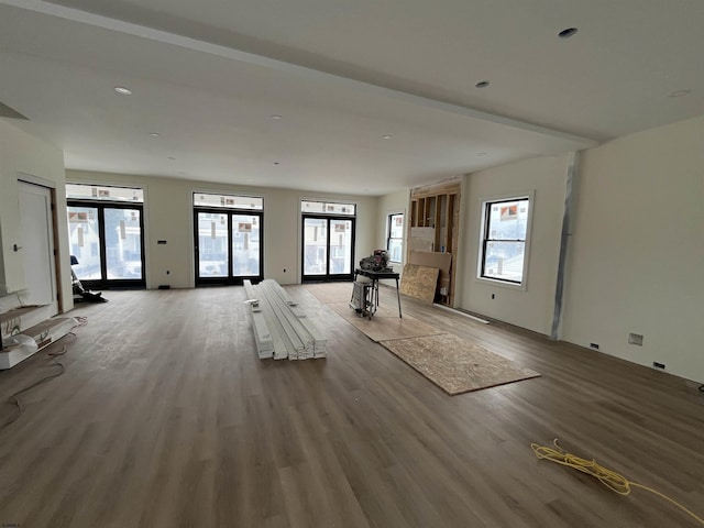 interior space with light hardwood / wood-style floors