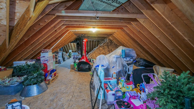 view of unfinished attic