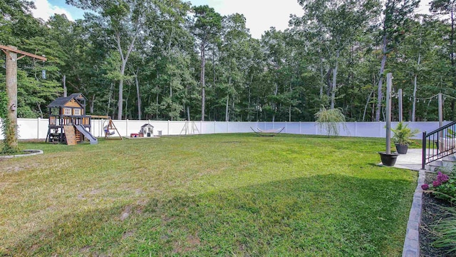 view of yard featuring a playground