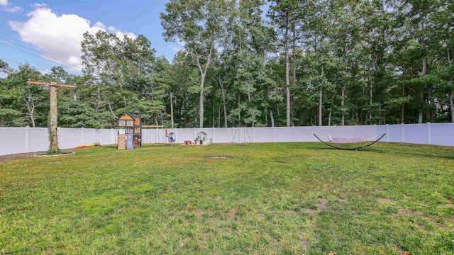 view of yard with a playground