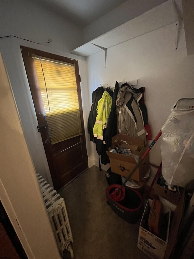 doorway with radiator heating unit