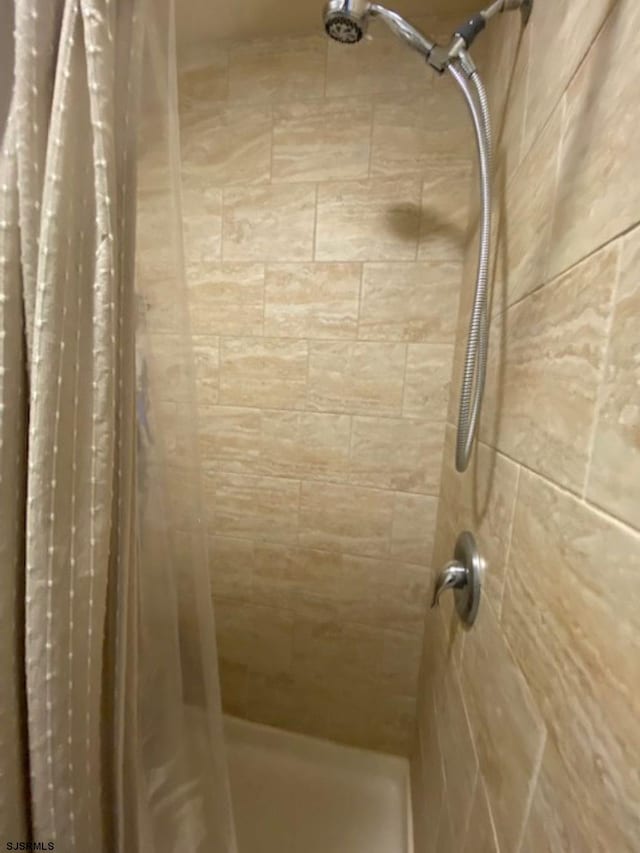 bathroom featuring a shower with curtain