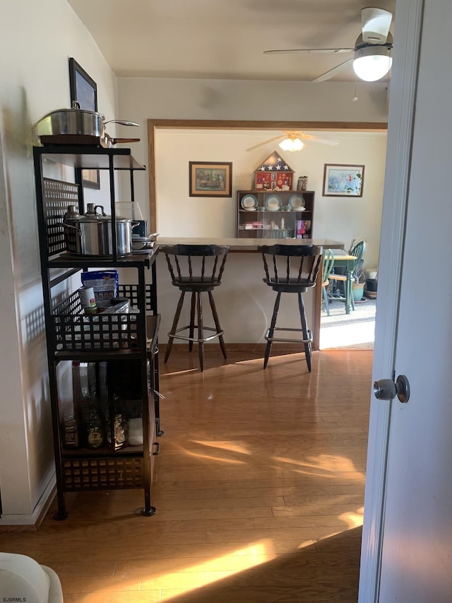 interior space featuring hardwood / wood-style floors and ceiling fan