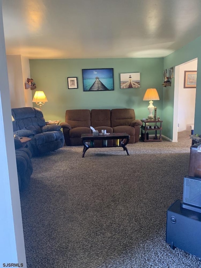 living room featuring carpet flooring