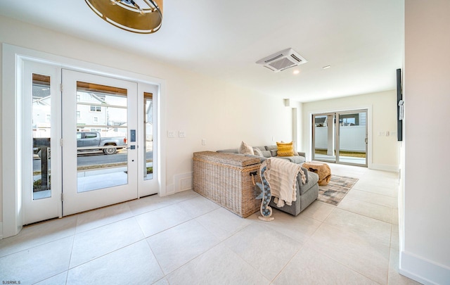 interior space with light tile patterned floors