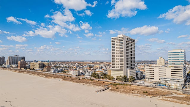 exterior space featuring a view of the beach