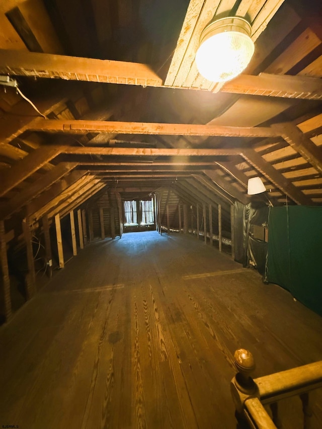 view of unfinished attic