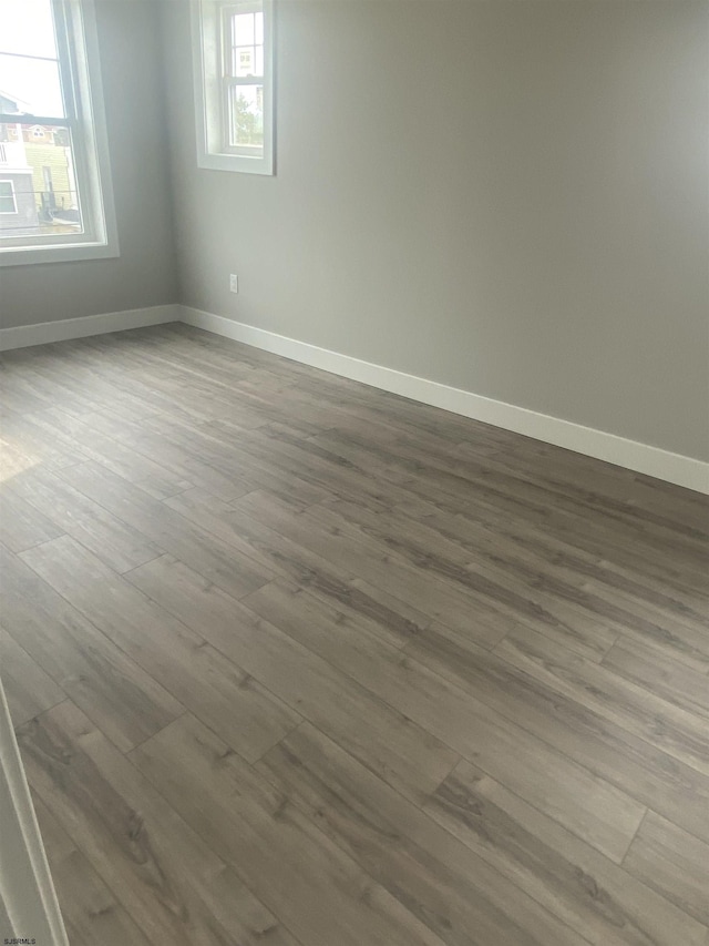 spare room featuring wood-type flooring