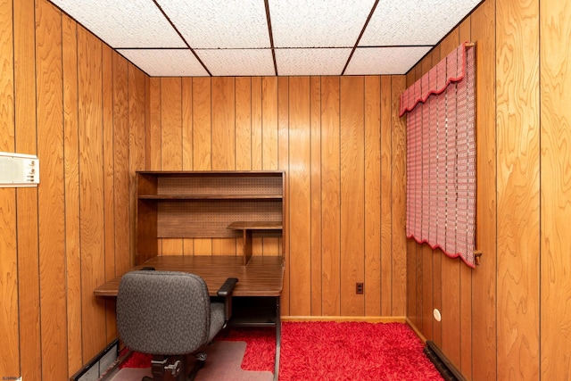 1506 Garry Ave, Vineland, NJ 08361 - office featuring carpet, wooden walls, and a paneled ceiling