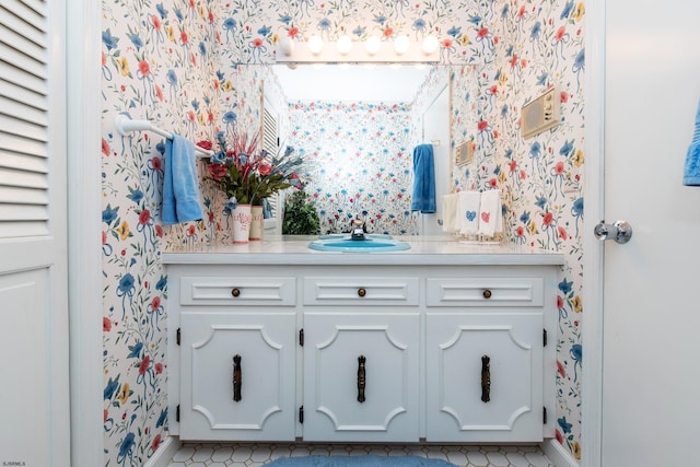 1506 Garry Ave, Vineland, NJ 08361 - bathroom with wallpapered walls and vanity