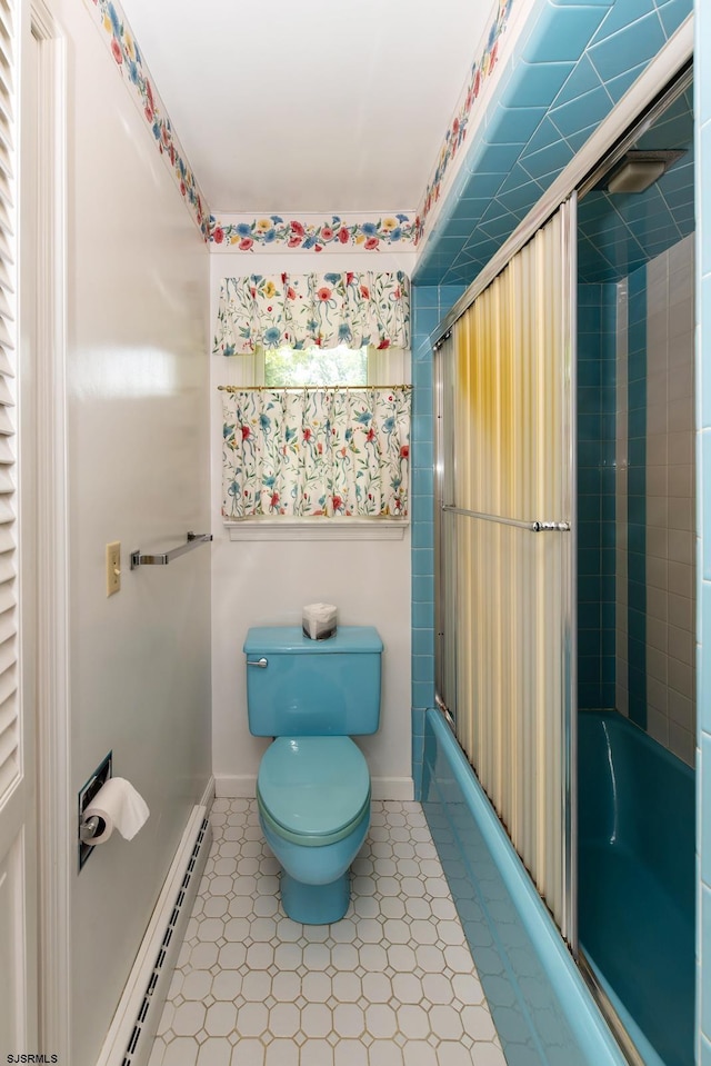 1506 Garry Ave, Vineland, NJ 08361 - full bath featuring a baseboard radiator and combined bath / shower with glass door