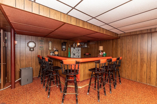 1506 Garry Ave, Vineland, NJ 08361 - indoor dry bar with carpet flooring, a paneled ceiling, and wood walls