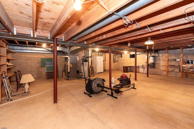 1506 Garry Ave, Vineland, NJ 08361 - unfinished below grade area featuring heating unit, freestanding refrigerator, and electric panel