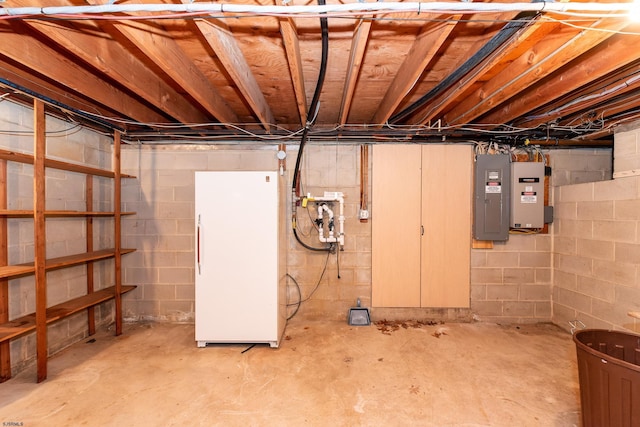 1506 Garry Ave, Vineland, NJ 08361 - unfinished basement featuring freestanding refrigerator and electric panel