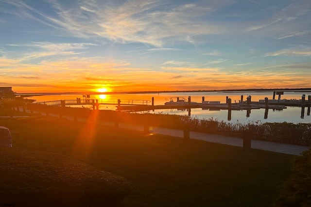 property view of water featuring a dock