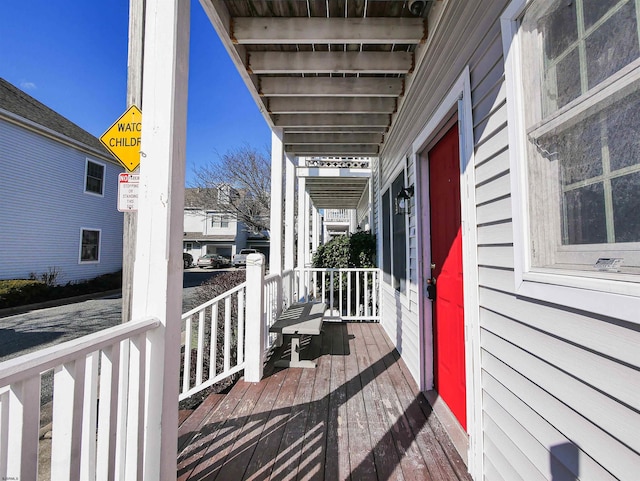 wooden deck featuring a porch