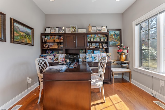 office space featuring a healthy amount of sunlight and light wood-type flooring