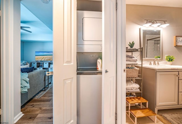 bathroom featuring vanity and wood-type flooring