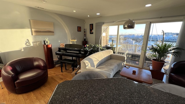 living room with hardwood / wood-style floors