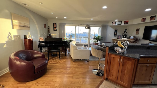 living room with light wood-type flooring