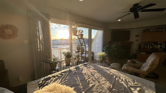 bedroom featuring a fireplace