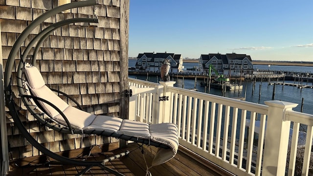 balcony with a water view