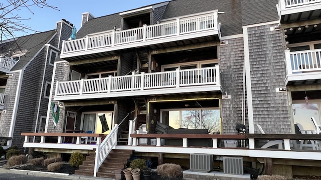 view of building exterior featuring central AC unit