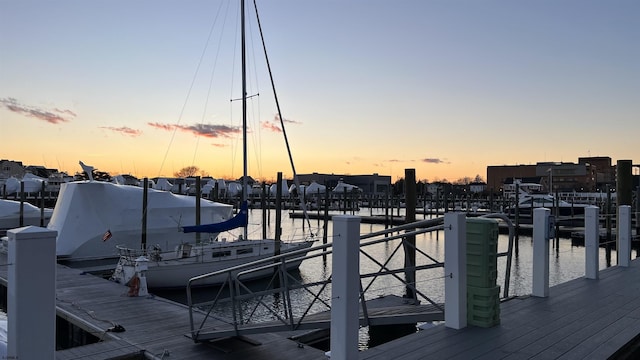 dock area with a water view