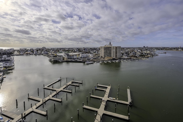 property view of water featuring a dock