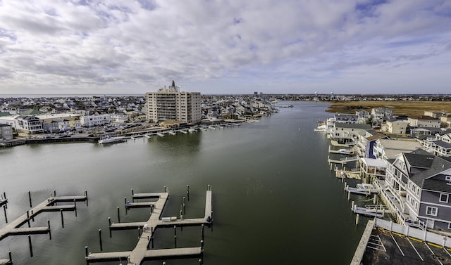 property view of water featuring a dock