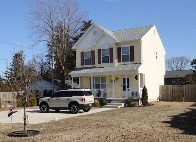 view of front of home featuring covered porch