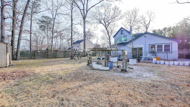 view of yard with a playground