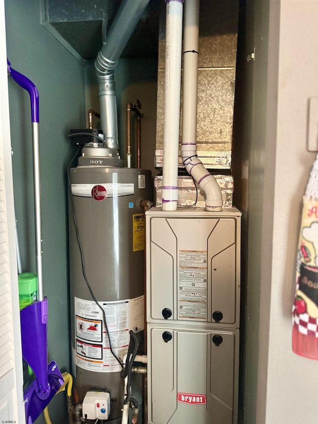 utility room with gas water heater