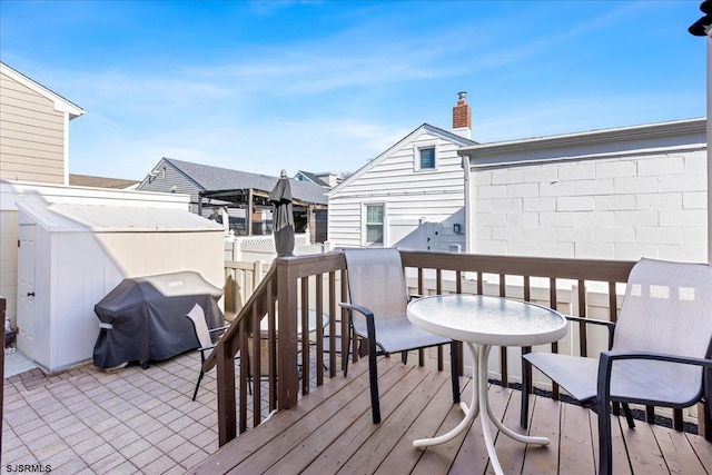 deck featuring area for grilling