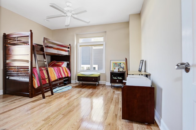 bedroom with light hardwood / wood-style flooring