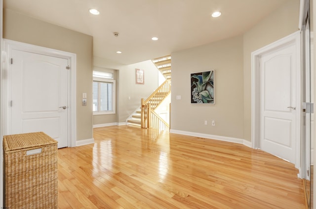 interior space with light hardwood / wood-style flooring