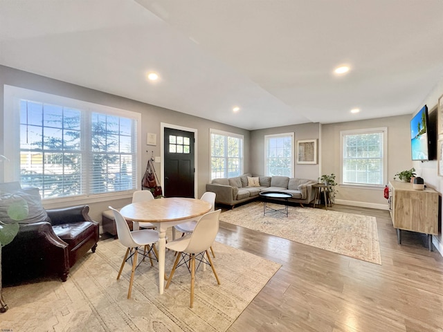 dining room with light hardwood / wood-style flooring