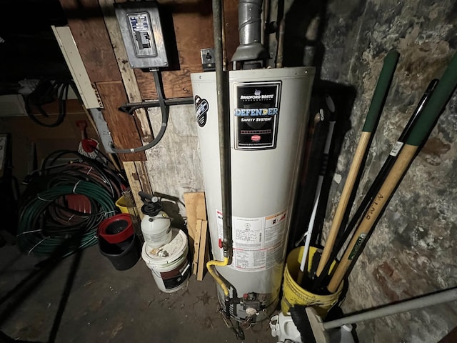 utility room with water heater