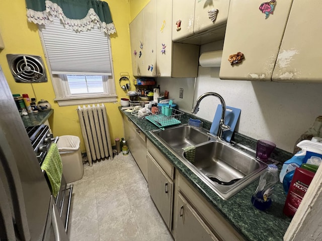 kitchen with radiator heating unit and sink